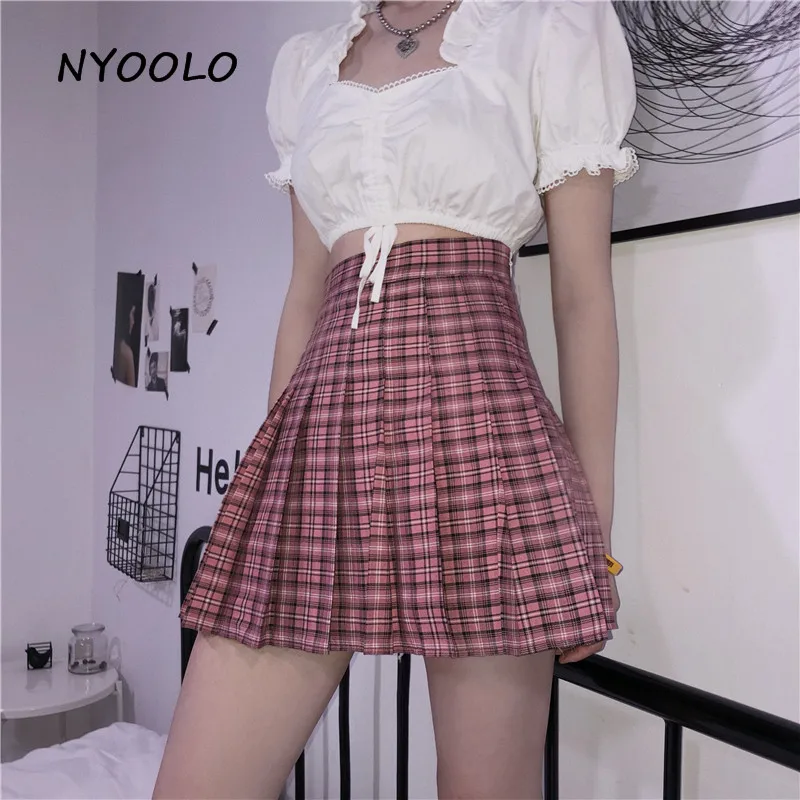 NYOOLO Summer streetwear High Waist Plaid Pleated Skirt Pretty Style A-line mini Skirt women cloth Vintage Performance Costume
NYOOLO Summer streetwear High Waist Plaid Pleated Skirt Pretty Style A-line mini Skirt women cloth Vintage Performance Costume