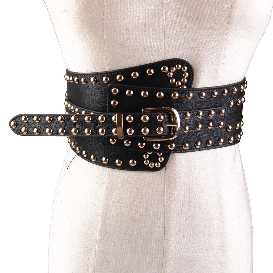 The rivet Waist sealing women decoration fashion elastic stretch belt Pin buckle belts 
The rivet Waist sealing women decoration fashion elastic stretch belt Pin buckle belts