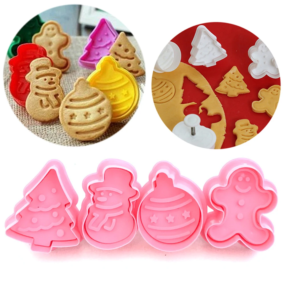 4Pcs/Set Food Grade Plastic Christmas Mold Cookie Cutter Kitchen Baking Tools Plunger Stamp Die Fondant Cake Decorating Tools
4Pcs/Set Food Grade Plastic Christmas Mold Cookie Cutter Kitchen Baking Tools Plunger Stamp Die Fondant Cake Decorating Tools