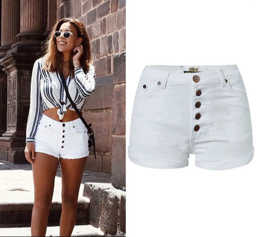 High Waist White Board Shorts Women Single Row Button Fashion Sexy Jeans Short Femme Push Up Skinny Slim Denim Shorts Summer
High Waist White Board Shorts Women Single Row Button Fashion Sexy Jeans Short Femme Push Up Skinny Slim Denim Shorts Summer