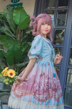 

2019 Time-limited New Original Design Lolita Puppets Rabbit Op Criminal Classical Sweet Is A Print Dress With Short Sleeves