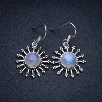 Natural Rainbow Moonstone Boho Style 925 Sterling Silver Drop Earrings 1 1/4" R1753
Natural Rainbow Moonstone Boho Style 925 Sterling Silver Drop Earrings 1 1/4" R1753
