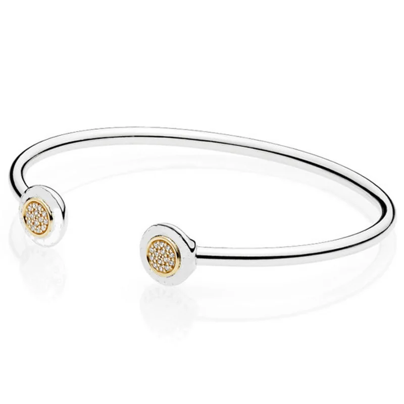New 925 Sterling Silver Bangle Gold Color Signature With Crystal Open Bracelet Bangle Fit Women Bead Charm Diy Fine Jewelry
New 925 Sterling Silver Bangle Gold Color Signature With Crystal Open Bracelet Bangle Fit Women Bead Charm Diy Fine Jewelry