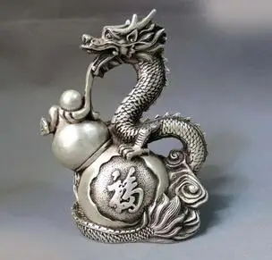 Fairy Decorative Handmade China Silver carved fine Feng Shui calabash lucky dragon play bead Statue
Fairy Decorative Handmade China Silver carved fine Feng Shui calabash lucky dragon play bead Statue