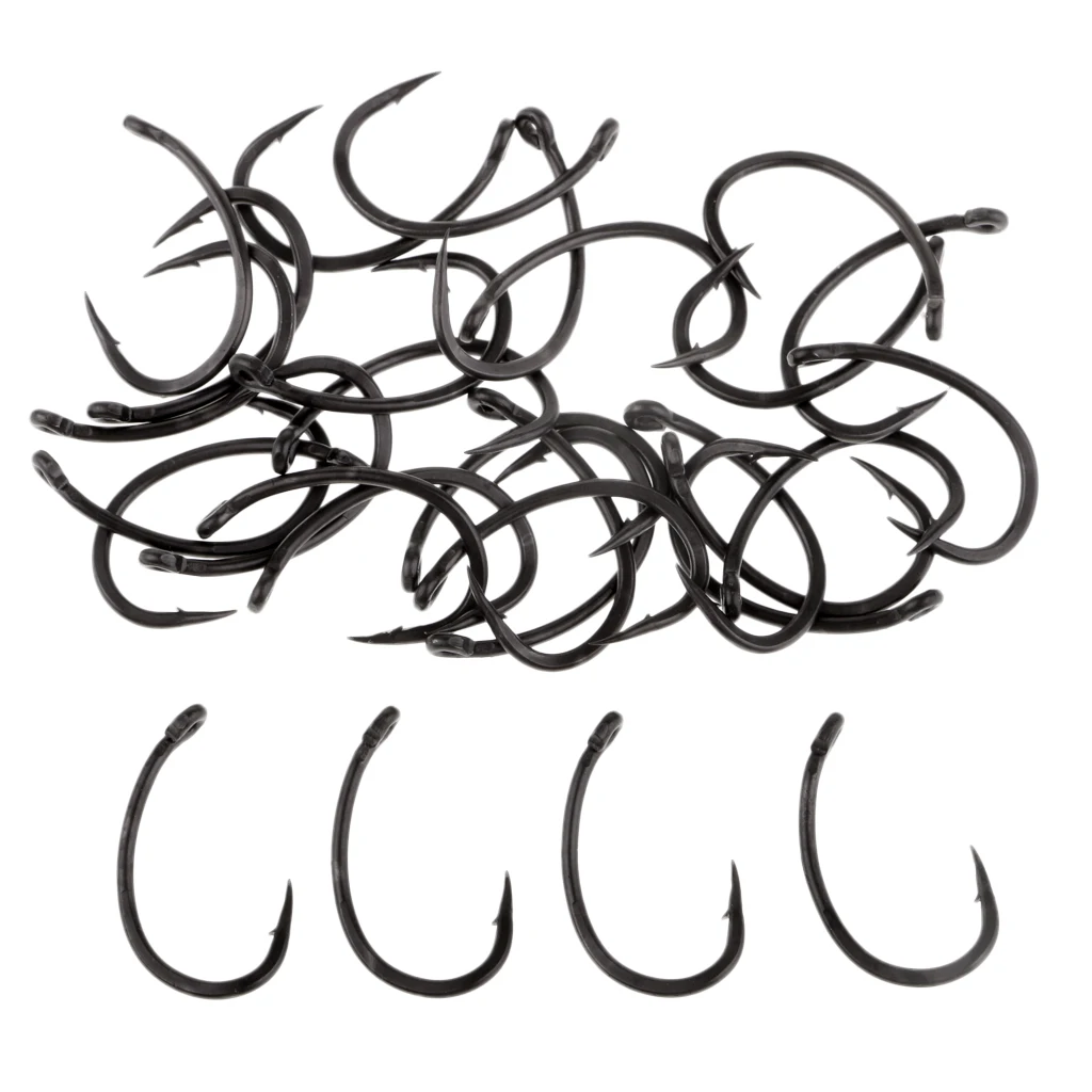30Pcs High-carbon Steel Fishing Hooks High Strength And Corrosion Resistance Wide Gape Barbed Octopus Circle Fishing Hooks
