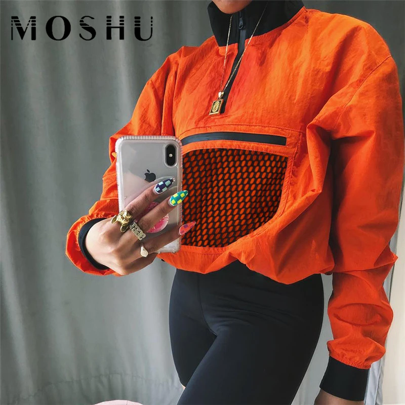 2019 New Sweatshirts Women Orange Half Open Collar Pullovers Loose Casual Streetwear Hoodie Long Sleeve Mesh Crop Top Hoodie
2019 New Sweatshirts Women Orange Half Open Collar Pullovers Loose Casual Streetwear Hoodie Long Sleeve Mesh Crop Top Hoodie