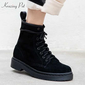 Krazing pot new arrival sheep suede square med heels round toe handsome leisure modern black punk design cowboy ankle boots l53
Krazing pot new arrival sheep suede square med heels round toe handsome leisure modern black punk design cowboy ankle boots l53