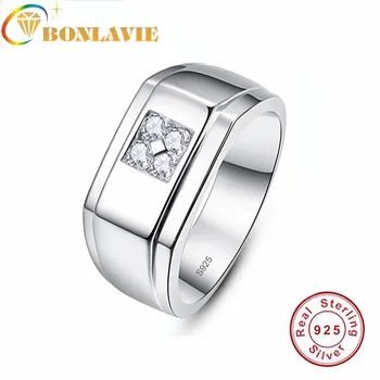 BONLAVIE Fine Jewelry 100% 925 Sterling silver Ring Mirror inlaid 4 small zircons Man 10mm wide Ring for Wedding gift
BONLAVIE Fine Jewelry 100% 925 Sterling silver Ring Mirror inlaid 4 small zircons Man 10mm wide Ring for Wedding gift
