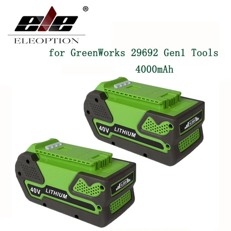 ELE ELEOPTION High Capacity 2PCS 40V 4000mAh Replacement Lithium Ion Battery for GreenWorks Gen1 29692 29282 29302 Tools
ELE ELEOPTION High Capacity 2PCS 40V 4000mAh Replacement Lithium Ion Battery for GreenWorks Gen1 29692 29282 29302 Tools