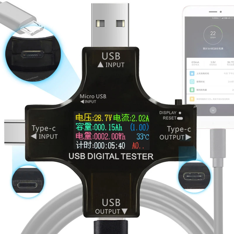 USB Tester TFT Color Bluetooth Type-C PD Digital Voltmeter Vurrent Meter Ammeter Voltage Usb Current Tester Measurement
USB Tester TFT Color Bluetooth Type-C PD Digital Voltmeter Vurrent Meter Ammeter Voltage Usb Current Tester Measurement