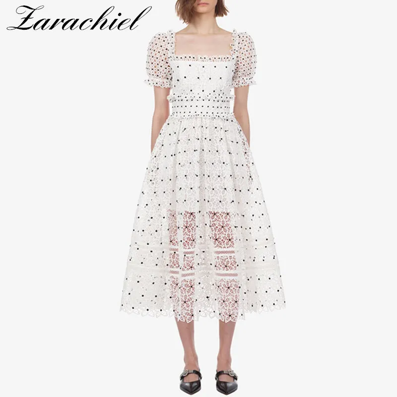 2019 Summer Self-portrait Puff Sleeve Princess Dress Women Elegant Polka-Dot Square Collar Crochet Hollow Out Lace Dress Vestido
2019 Summer Self-portrait Puff Sleeve Princess Dress Women Elegant Polka-Dot Square Collar Crochet Hollow Out Lace Dress Vestido