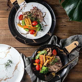 Direct selling marble ceramic dish household pizza dish creative Phnom Penh Western dish steak plate wooden handle tableware
Direct selling marble ceramic dish household pizza dish creative Phnom Penh Western dish steak plate wooden handle tableware