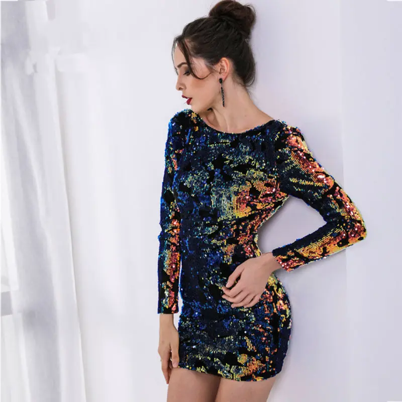 New Multicolor Heavy metal sequins Celebrity Evening Club Dresses Fashion Sexy Autumn Dresses Long Sleeve Backless Women Dress
New Multicolor Heavy metal sequins Celebrity Evening Club Dresses Fashion Sexy Autumn Dresses Long Sleeve Backless Women Dress