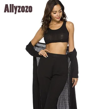 Allyzozo Women Summer 3 Pieces Sets Tee Crop Tops Panty Cardigan Black Knitted Trousers Sexy Streetwear tank Tops Clothing
Allyzozo Women Summer 3 Pieces Sets Tee Crop Tops Panty Cardigan Black Knitted Trousers Sexy Streetwear tank Tops Clothing