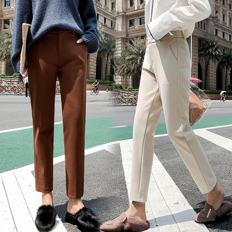 Plus Size Casual Elastic Waist Women Blazer Pants Thick Female Pencil Pants Elegant OL Style Women Wool Trousers pantalones 2019
Plus Size Casual Elastic Waist Women Blazer Pants Thick Female Pencil Pants Elegant OL Style Women Wool Trousers pantalones 2019