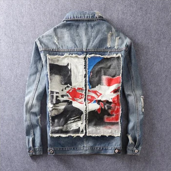 Fashion Streetwear Men Jacket Retro Blue Patches Designer Ripped Denim Jacket Men Punk Style Casual Coat Hip Hop Jackets
Fashion Streetwear Men Jacket Retro Blue Patches Designer Ripped Denim Jacket Men Punk Style Casual Coat Hip Hop Jackets