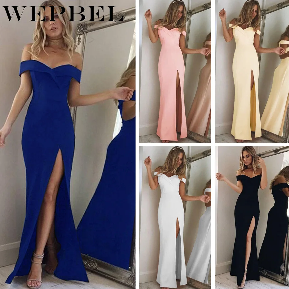 WEPBEL 2019 Graceful Long Gowns Off The Shoulder Spaghetti Straps Full Length Side Split Women Party Dress
WEPBEL 2019 Graceful Long Gowns Off The Shoulder Spaghetti Straps Full Length Side Split Women Party Dress