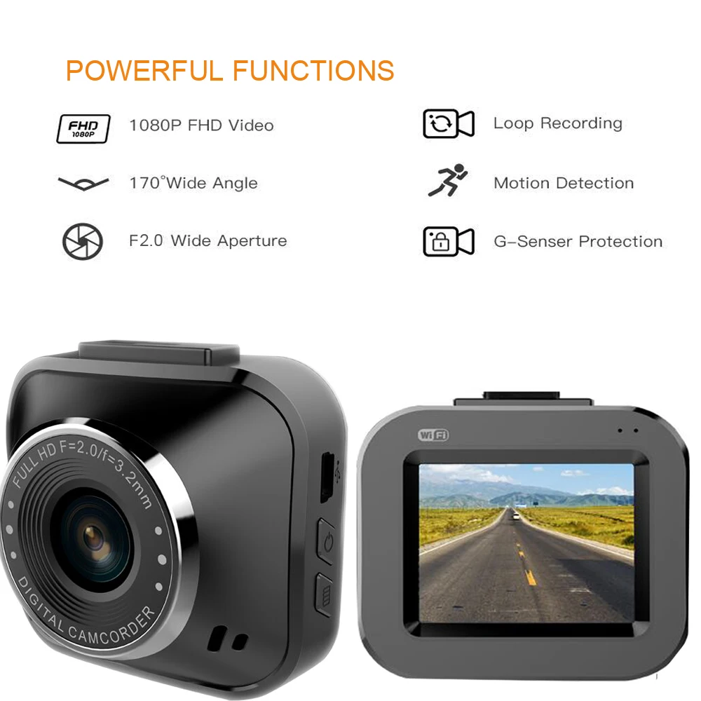 Mini Car Recorder, 1080P HD Car Camera, Car DVR Dashboard Camera 2"LCD Screen Video, Built-in WiFi,120 Wide Angle
Mini Car Recorder, 1080P HD Car Camera, Car DVR Dashboard Camera 2"LCD Screen Video, Built-in WiFi,120 Wide Angle