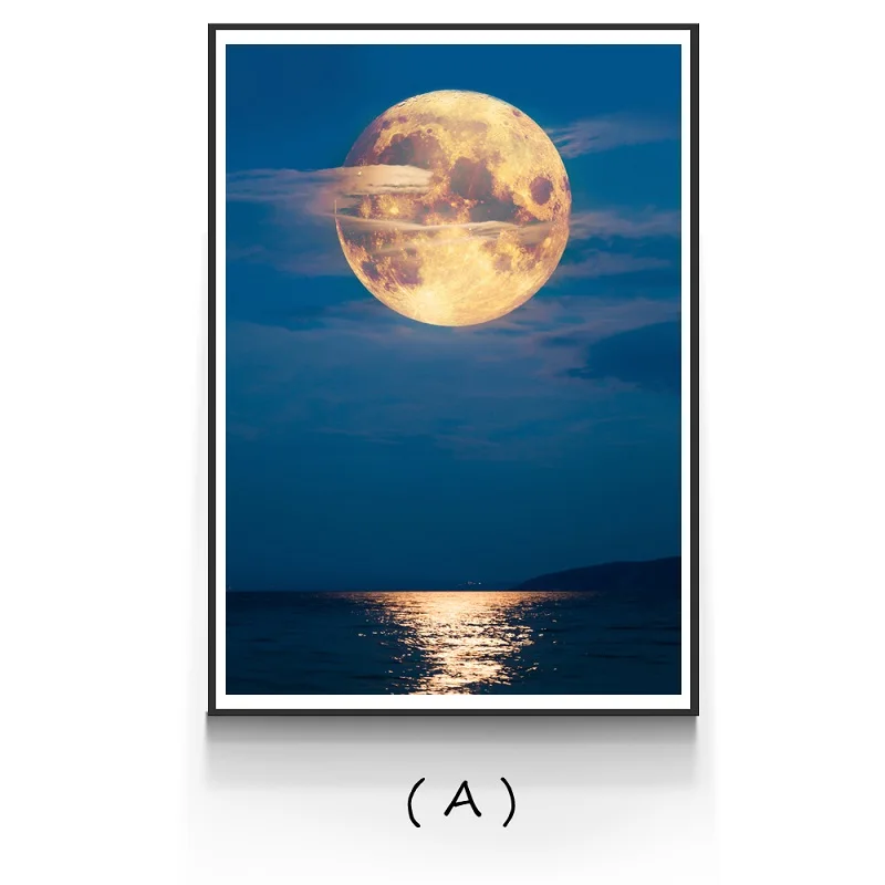 Nordic-Sky-Moon-Seascape-Canvas-Painting-Posters-Print-Blue-Wall-Art-Pictures-For-Living-Room-Bedroom (2)
