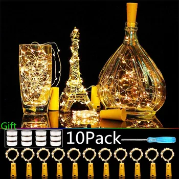 Wine Bottle Lights 10 Pack 2M 20 LEDs Copper Wire Cork LED String Lights for DIY Bedrooms Parties Weddings Decor Send Battery
Wine Bottle Lights 10 Pack 2M 20 LEDs Copper Wire Cork LED String Lights for DIY Bedrooms Parties Weddings Decor Send Battery