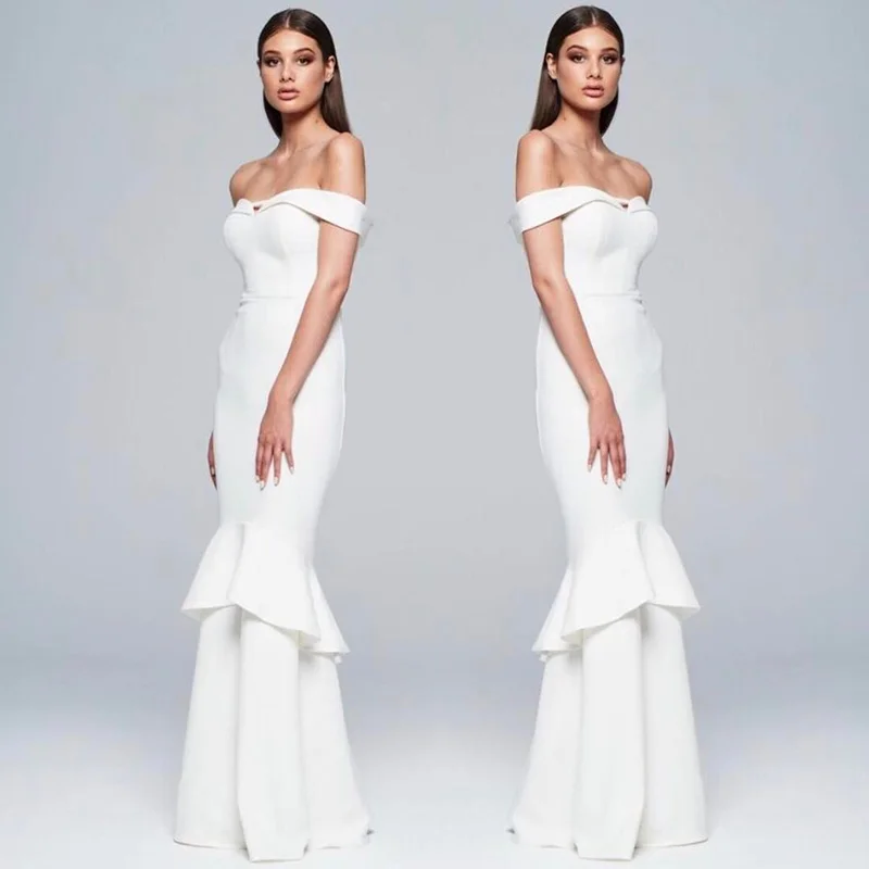 Women white Floor-Length Off Shoulder Mermaid Bodycon Bandage Vestidos 2018 Summer Top Slash Neck Celebrity Evening Party Dress
Women white Floor-Length Off Shoulder Mermaid Bodycon Bandage Vestidos 2018 Summer Top Slash Neck Celebrity Evening Party Dress