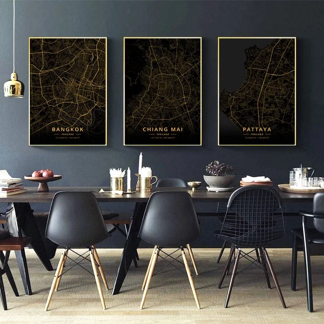 Thailand City Map Gold Map Canvas Art Print Wall Pictures for Living Room No Frame
Thailand City Map Gold Map Canvas Art Print Wall Pictures for Living Room No Frame