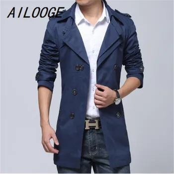 AILOOGE Fashion cotton trench coat men long slim fit large size 4XL casual outwear male clothing black navy khaki Free shipping
AILOOGE Fashion cotton trench coat men long slim fit large size 4XL casual outwear male clothing black navy khaki Free shipping