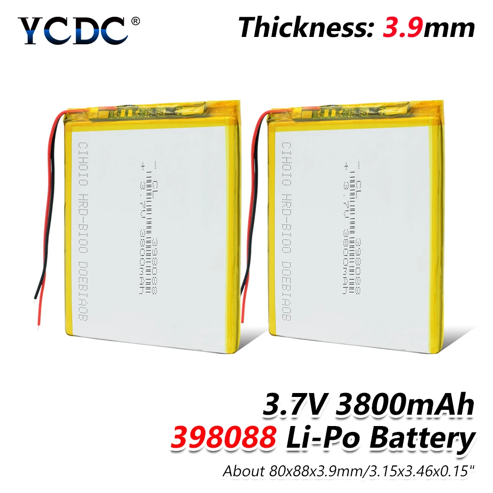 3.7v li po li-ion batteries 3.7V polymer lithium battery 398088 3800mAh Rechargeable Battery For Tablet PC DVD PDA MID iPad
3.7v li po li-ion batteries 3.7V polymer lithium battery 398088 3800mAh Rechargeable Battery For Tablet PC DVD PDA MID iPad