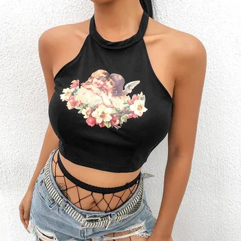 crop top women Short Ladies Slim Vest Summer Sexy Casual Camisole Backless Sleeveless Cherub Print Women Crop Top Halterneck Top
crop top women Short Ladies Slim Vest Summer Sexy Casual Camisole Backless Sleeveless Cherub Print Women Crop Top Halterneck Top