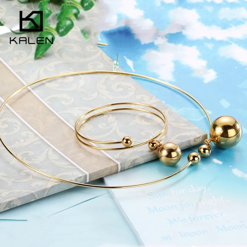KALEN Peru Lima Gold Jewelry Set For Women Stainless Steel Round Pendant Choker Necklace & Bangle Sets Party Fashion Accessories
KALEN Peru Lima Gold Jewelry Set For Women Stainless Steel Round Pendant Choker Necklace & Bangle Sets Party Fashion Accessories