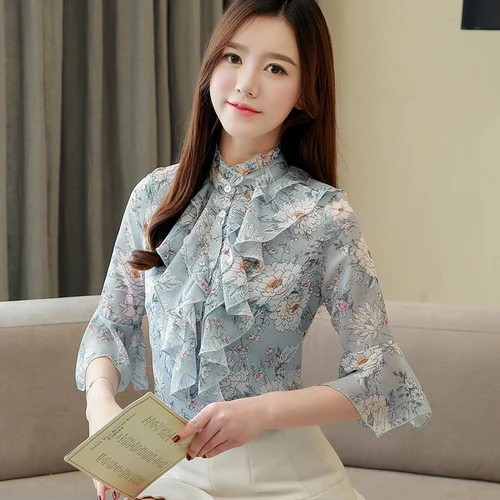 2019 Summer New Korean Chiffon Fashionable Lotus Leaf Womens Tops And Blouses Formal Ruffles Butterfly Sleeve Print Elegant Work
2019 Summer New Korean Chiffon Fashionable Lotus Leaf Womens Tops And Blouses Formal Ruffles Butterfly Sleeve Print Elegant Work