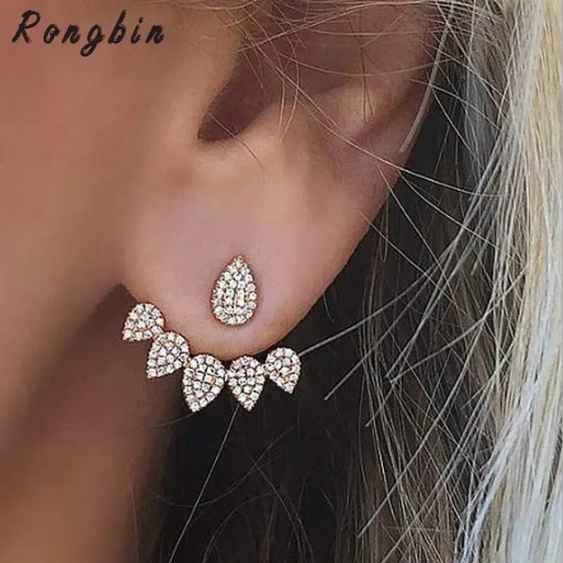 Party fashion Jewelry Crystal Front Back Double Sided Stud Earring For Women Ear Jacket Piercing Earing gold color
Party fashion Jewelry Crystal Front Back Double Sided Stud Earring For Women Ear Jacket Piercing Earing gold color