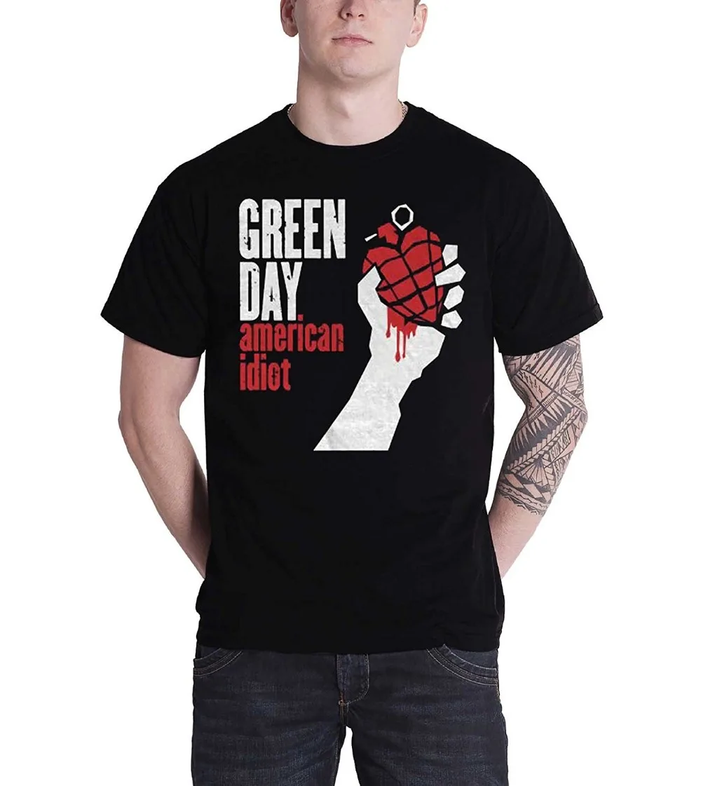 2018 новый летний Для мужчин Лидер продаж Мода зеленый день футболка American Idiot