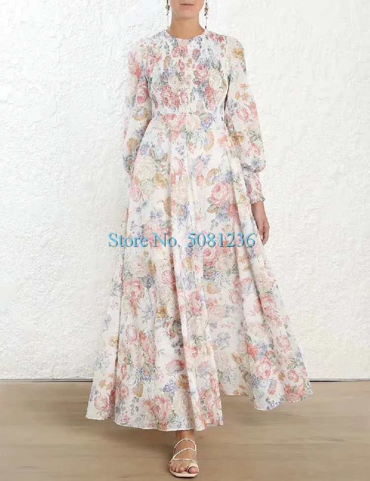 Women Dresses Summer 2019 Flower Print Upper body Pleated Bohemian Puff sleeve O-neck Maxi Dress
Women Dresses Summer 2019 Flower Print Upper body Pleated Bohemian Puff sleeve O-neck Maxi Dress