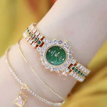 Nuevo Arrivral de lujo Diamante de esfera pequeña relojes de mujer elegante vestido de mujer reloj de moda de chica Casual reloj de cuarzo Zegarek Damski(China)