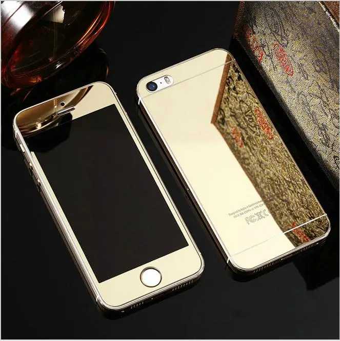 Rose Gold Front Back Mirror 9H Tempered Glass Film Cover For font b iPhone b font