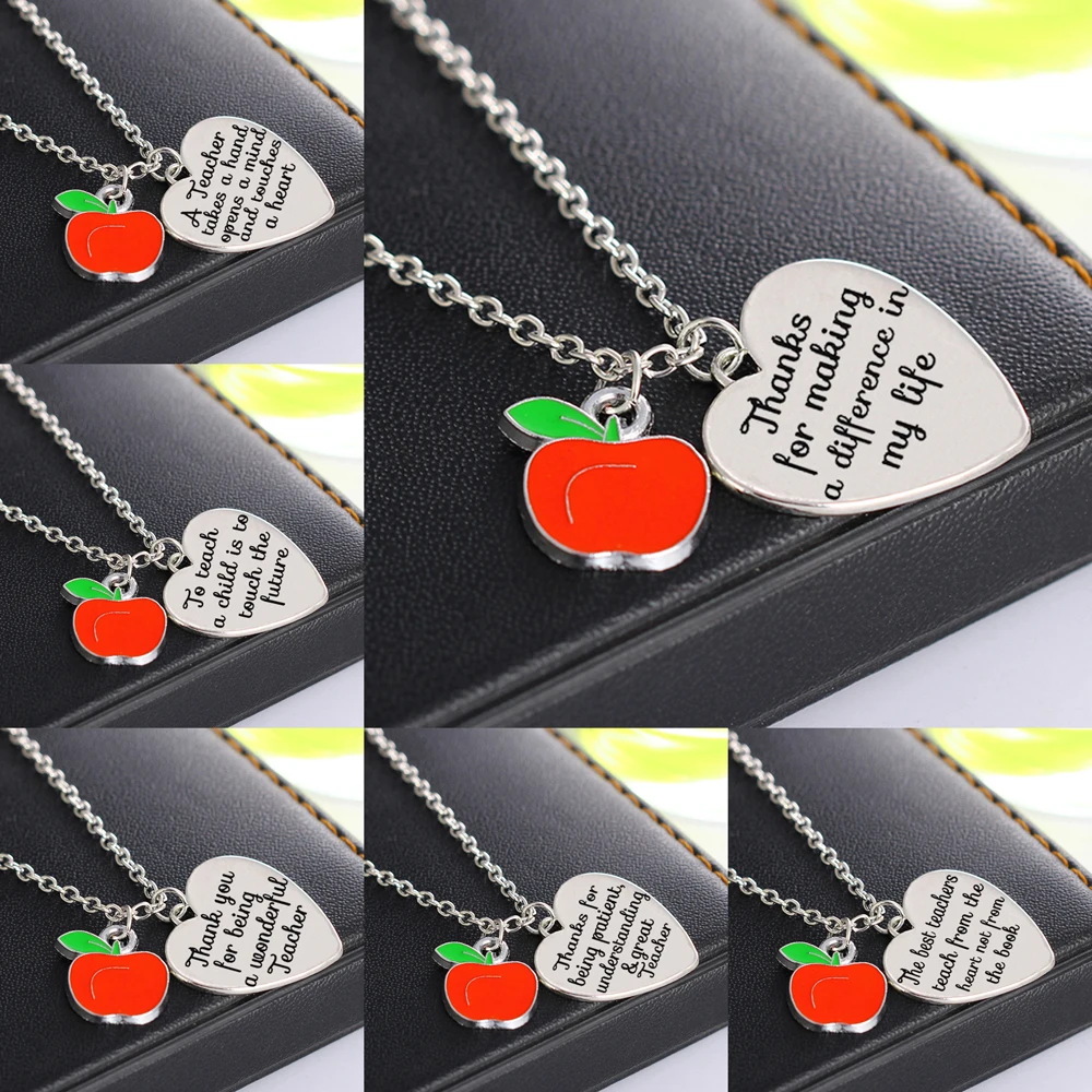 Inspirational Message Quote Red Apple Necklace Gift For Teacher Heart Pendant Chain Necklaces Jewelry
Inspirational Message Quote Red Apple Necklace Gift For Teacher Heart Pendant Chain Necklaces Jewelry