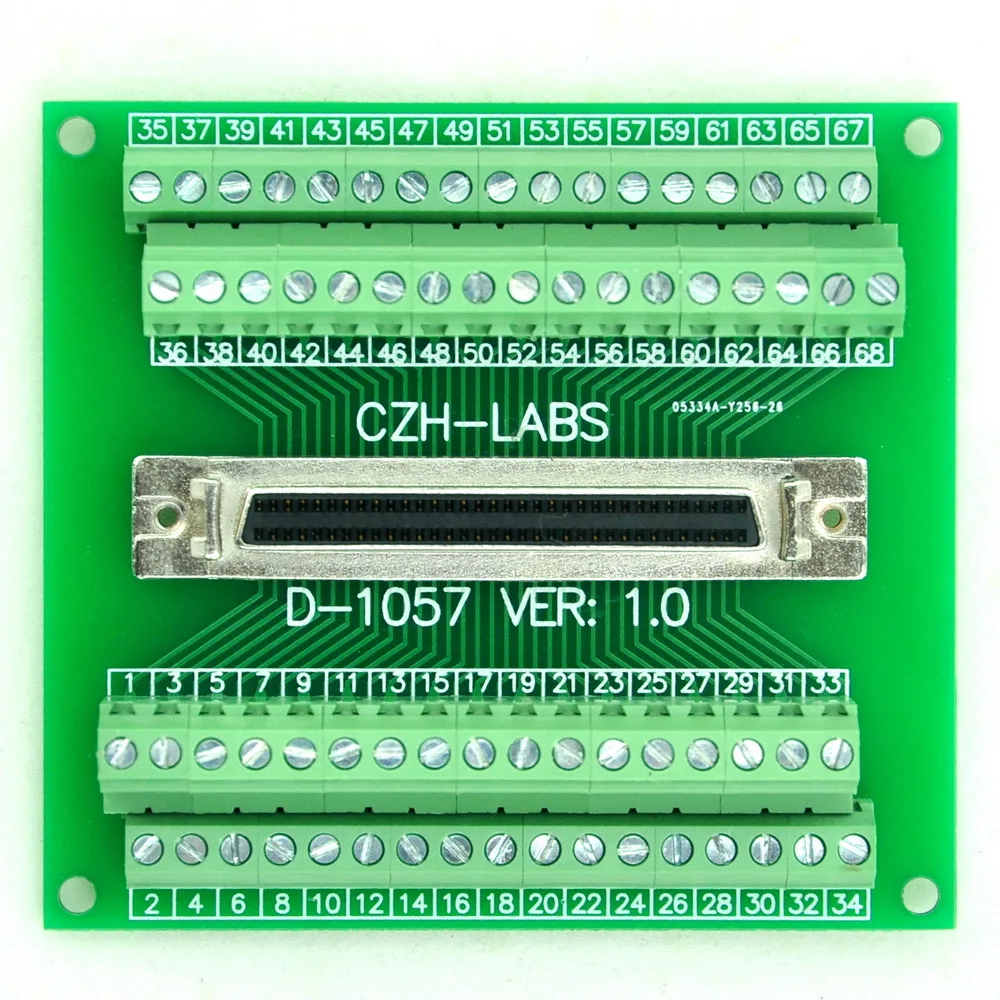 68-pin Half-Pitch/0.05" D-SUB Female Breakout Board, DSUB, SCSI, Terminal Module
68-pin Half-Pitch/0.05" D-SUB Female Breakout Board, DSUB, SCSI, Terminal Module