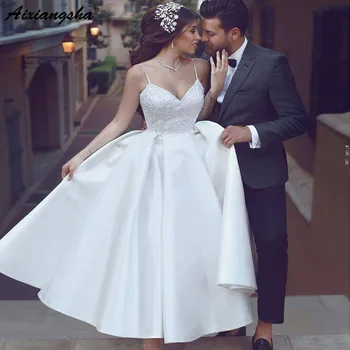 2019 Wedding Dresses Tea Length Spaghetti Straps Appliques Lace A-Line Short Wedding Dresses Vestido De Novia
2019 Wedding Dresses Tea Length Spaghetti Straps Appliques Lace A-Line Short Wedding Dresses Vestido De Novia