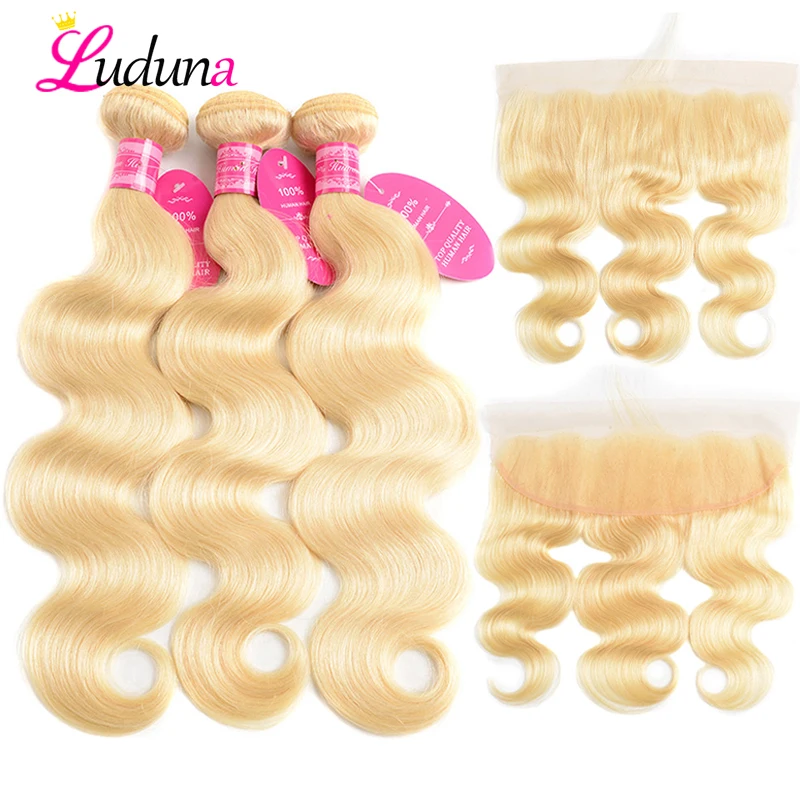 Luduna 613 Bundles With Frontal Brazilian Body Wave With Frontal Remy Blonde Human Hair Lace Frontal Closure With Bundle
Luduna 613 Bundles With Frontal Brazilian Body Wave With Frontal Remy Blonde Human Hair Lace Frontal Closure With Bundle