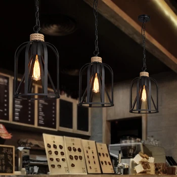 American rural countryside retro wrought iron pendant lights hemp rope cage industrial LOFT bar restaurant suspension lamp
American rural countryside retro wrought iron pendant lights hemp rope cage industrial LOFT bar restaurant suspension lamp