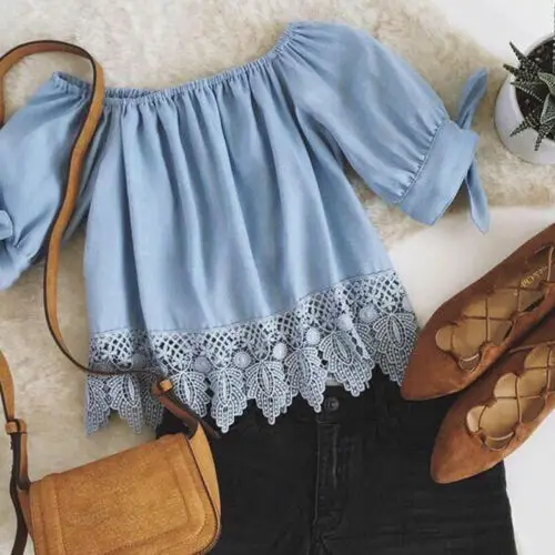 Sweet Girl Lace Off-shoulder Casual Solid Crop Tops T-Shirt Irregualr Hem Fashion Summer Womens Tops
Sweet Girl Lace Off-shoulder Casual Solid Crop Tops T-Shirt Irregualr Hem Fashion Summer Womens Tops