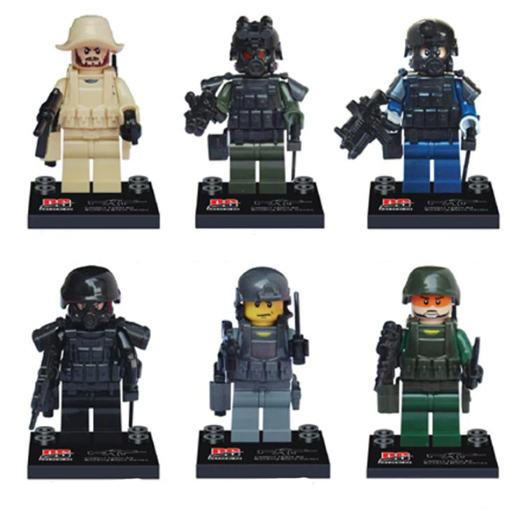 6 Pcs/Lot Military Team Police Army soldiers Weapons Guns Figure Accessories WW2 World War Blocks Gift Baby Toys X222
6 Pcs/Lot Military Team Police Army soldiers Weapons Guns Figure Accessories WW2 World War Blocks Gift Baby Toys X222