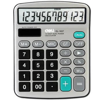 Deli DL-1837 electronic calculator 12 digit solar & Battery dual power office matel panel calculator installed battery
Deli DL-1837 electronic calculator 12 digit solar & Battery dual power office matel panel calculator installed battery