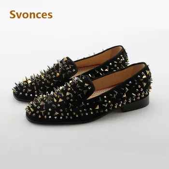 18 New Gental Mens Casual Shoes Luxury Low Heels Gold Spike Design Shoes Rivets Black Flock Loafers Man Flats Zapatillas Hombre
18 New Gental Mens Casual Shoes Luxury Low Heels Gold Spike Design Shoes Rivets Black Flock Loafers Man Flats Zapatillas Hombre
