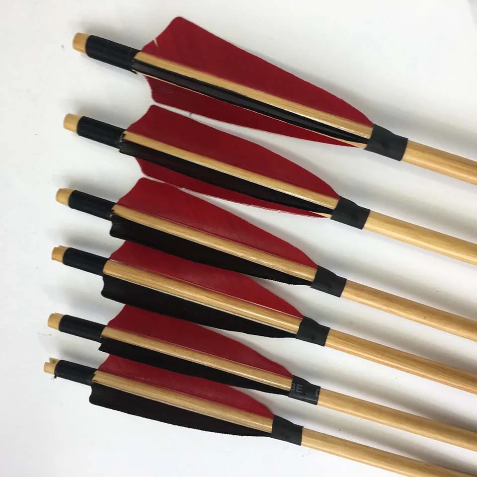 12pcs 82 cm Length Wooden Arrow OD 8 mm With 4 inch Turkey Feather Red and Black Traditional Arrow Archery Hunting
12pcs 82 cm Length Wooden Arrow OD 8 mm With 4 inch Turkey Feather Red and Black Traditional Arrow Archery Hunting