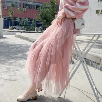 2019 Autumn Winter Vintage Skirts Womens Elastic High Waist Tulle Mesh Skirt Long Pleated Tutu Skirt Female Long skirt C010
2019 Autumn Winter Vintage Skirts Womens Elastic High Waist Tulle Mesh Skirt Long Pleated Tutu Skirt Female Long skirt C010