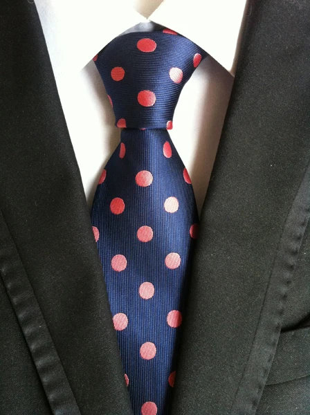 8cm New arrival mens Woven tie navy blue with red dots fashion necktie | Аксессуары для одежды