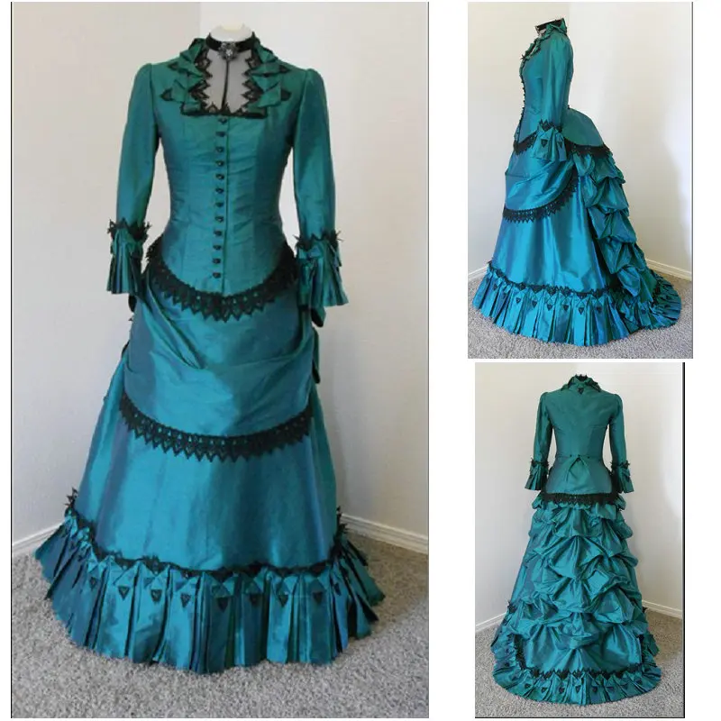Платье в викторианском стиле винтажное платье Civil war черный цвет 1800 S US6 36 V 352|civil