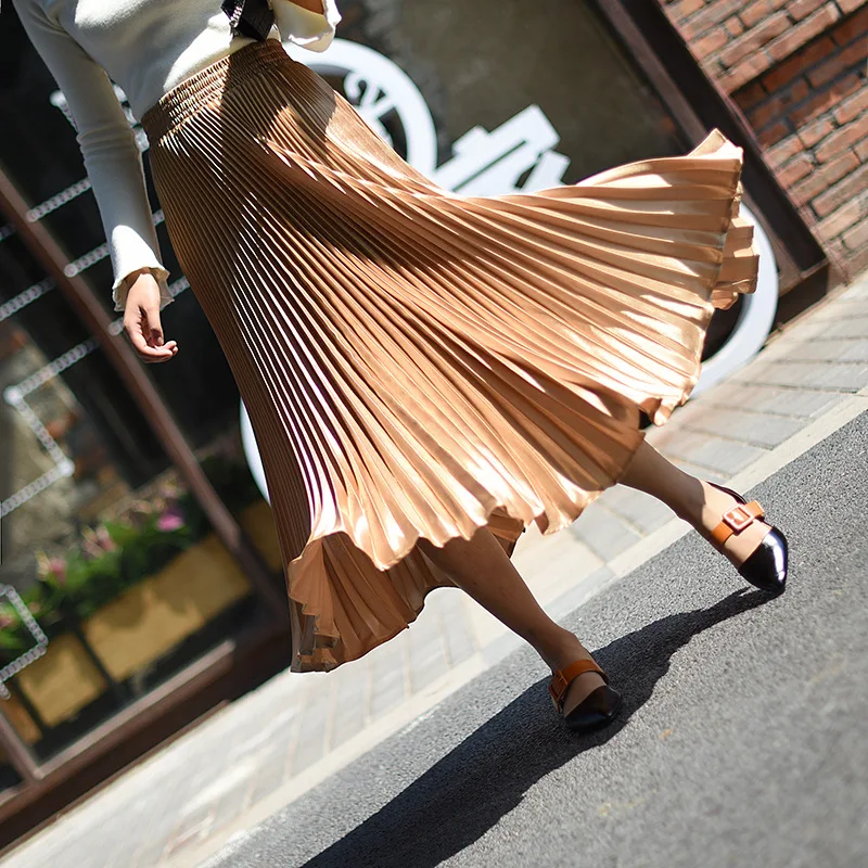 Azterumi Spring New Vintage Pleated Skirt Women High Waist Midi Skirts Black Red Apricot Purple Dark Green Silver Mermaid Skirt 
Azterumi Spring New Vintage Pleated Skirt Women High Waist Midi Skirts Black Red Apricot Purple Dark Green Silver Mermaid Skirt